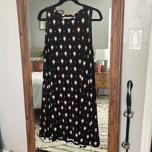 Black Patterned T-shirt Dress